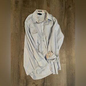 Lands' End Wrinkle Free Broadcloth Dress Shirt with Flowery Accents 16.5x33